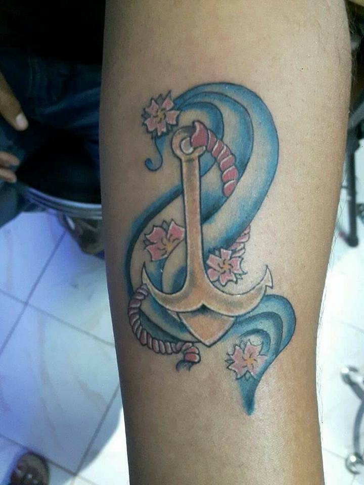 colored anchor tattoo gargoyle tattto studio auckland
