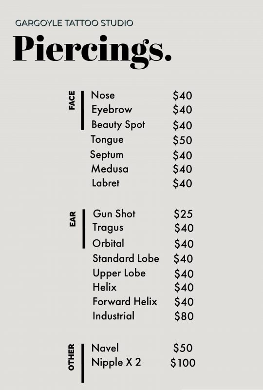 Piercing in Auckland - Piercing Price